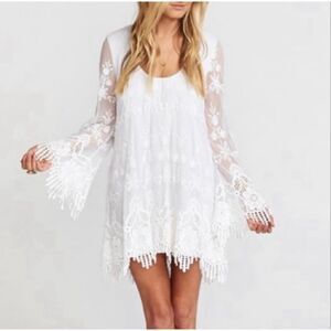 Show Me Your Mumu Fannie Flow Mini Dress in Fields of Lace White Size XS